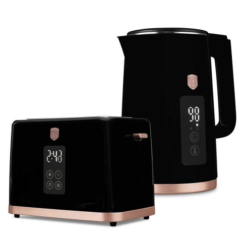 CZAJNIK ELEKTRYCZNY 1,7L + TOSTER CYFROWY BERLINGER HAUS BH-9540 BLACK ROSE
