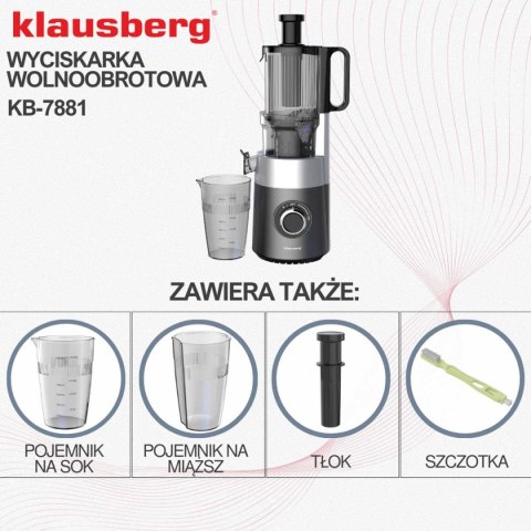 SOKOWIRÓWKA WYCISKARKA WOLNOOBROTOWA PIONOWA KLAUSBERG KB-7881