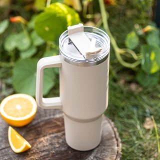 STALOWY KUBEK TERMICZNY TERMOS 1100ml Z RĄCZKĄ I SŁOMKĄ KLAUSBERG KB-7944