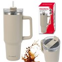 STALOWY KUBEK TERMICZNY TERMOS 1100ml Z RĄCZKĄ I SŁOMKĄ KLAUSBERG KB-7944
