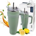 STALOWY KUBEK TERMICZNY TERMOS 1200ml Z RĄCZKĄ I SŁOMKĄ ORION 112282 MIĘTOWY