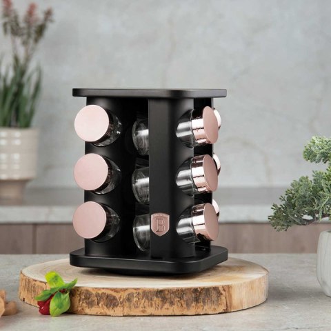 STOJAK OBROTOWY NA PRZYPRAWY 12 POJEMNIKÓW BERLINGER HAUS BH-8559 BLACK ROSE