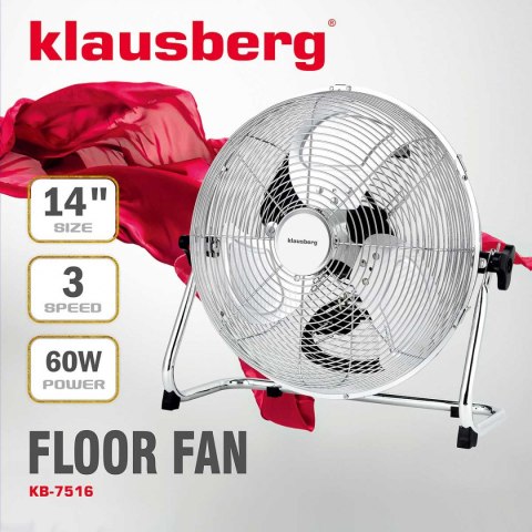WENTYLATOR WIATRAK CYRKULATOR PODŁOGOWY 60W KLAUSBERG KB-7516