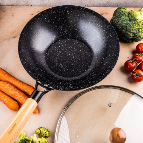 WOK Z POKRYWĄ Z POWŁOKĄ MARMURKOWĄ 30cm KINGHOFF KH-1984