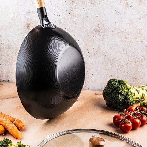 WOK Z POKRYWĄ Z POWŁOKĄ MARMURKOWĄ 30cm KINGHOFF KH-1984