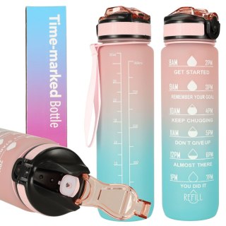 Bidon Motywacyjny 1L BPA FREE Butelka na Wodę ze Słomką i Miarką Fitness