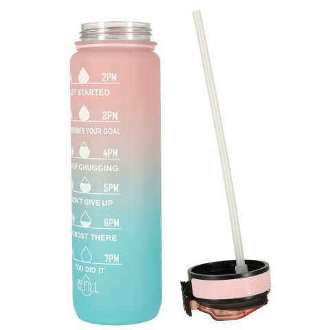 Bidon Motywacyjny 1L BPA FREE Butelka na Wodę ze Słomką i Miarką Fitness