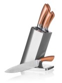 ZESTAW 5 NOŻY KUCHENNYCH W STOJAKU BANQUET COPPER