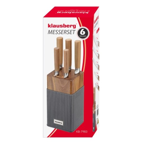 ZESTAW NOŻY W BLOKU AKACJOWYM KLAUSBERG KB-7983