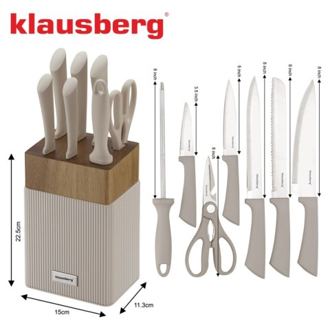 ZESTAW NOŻY W BLOKU AKACJOWYM KLAUSBERG KB-7984