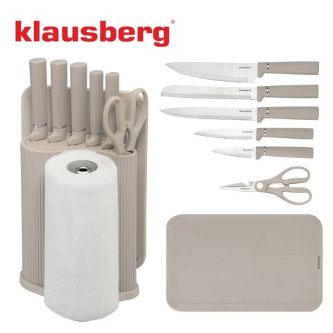 ZESTAW NOŻY W STOJAKU Z DESKĄ I CHWYTEM NA RĘCZNIK KLAUSBERG KB-7978