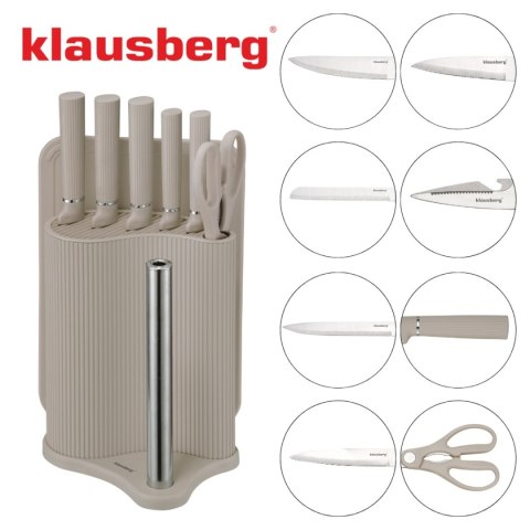 ZESTAW NOŻY W STOJAKU Z DESKĄ I CHWYTEM NA RĘCZNIK KLAUSBERG KB-7978