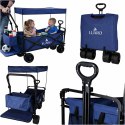 Wózek transportowy LUARO plażowy składany z daszkiem i siatką 120l granatowy