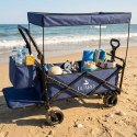 Wózek transportowy LUARO plażowy składany z daszkiem i siatką 120l granatowy