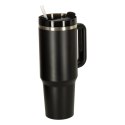 Kubek termiczny ze słomką i uchwytem termos 1200ml czarny