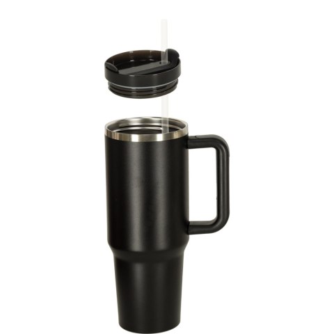 Kubek termiczny ze słomką i uchwytem termos 1200ml czarny