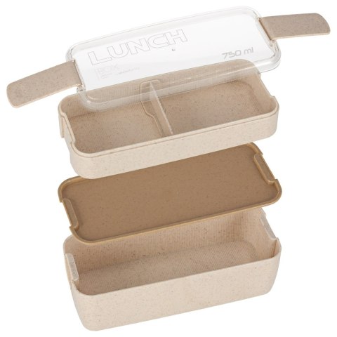 Lunch box śniadaniówka pudełko śniadaniowe z przegródkami dzielone 750ml beżowe