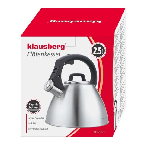 CZAJNIK STALOWY Z GWIZDKIEM 2,5L KLAUSBERG KB-7951