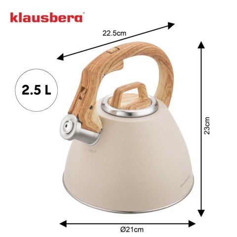 CZAJNIK STALOWY Z GWIZDKIEM 2,5L KLAUSBERG KB-7954