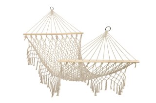 Hamak ogrodowy brazylijski boho siatka frędzle 200cm 150kg Ecru