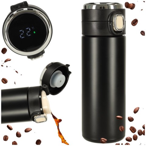 Kubek bidon termiczny z ustnikiem termos LED 350ml czarny