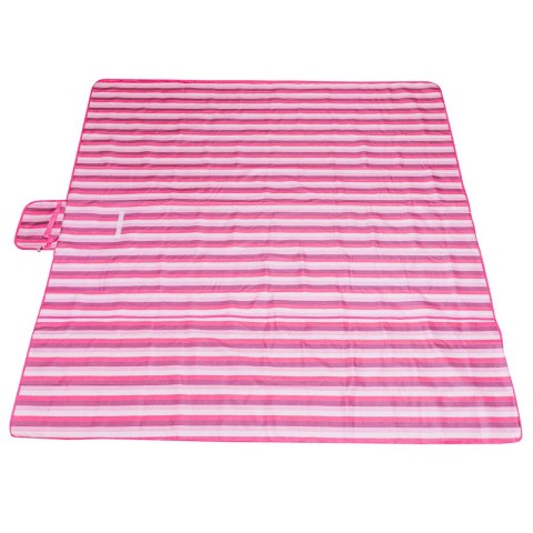 Mata plażowa wodoodporna koc piknikowy plażowy składany torba XXL 200x200cm różowa