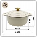 EMALIOWANY GARNEK ŻELIWNY 24cm 4L HAGE CREAM