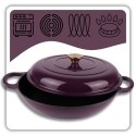 EMALIOWANY GARNEK ŻELIWNY PŁASKI 30cm 3L HAGE EGGPLANT