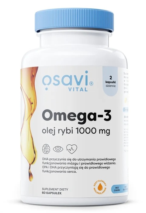 Osavi - Omega 3 Olej Rybi, 1000mg, Cytryna, 60 kapsułek miękkich