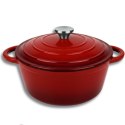 EMALIOWANY GARNEK ŻELIWNY 26cm 5L HAGE CZERWONY