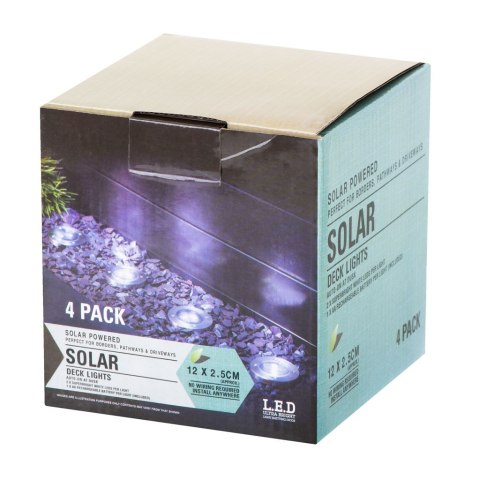 Lampy ogrodowe solarne najazdowe gruntowe czujnik zmierzchu wbijane świecący dysk 8LED 4szt. zimny biały