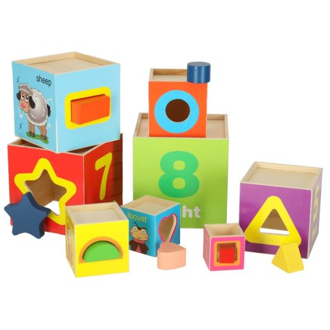 Wieża edukacyjna drewniana sorter kształty nauka liczenia 71cm XXL