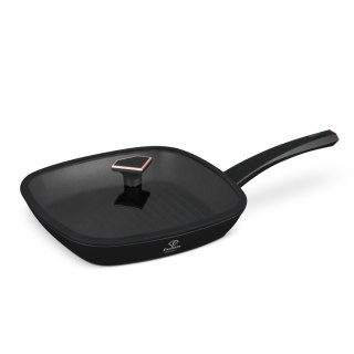 Patelnia grillowa 28cm z powłoką tytanową + pokrywką Fashion TV FTV-0034 Matte Black-Rose Gold
