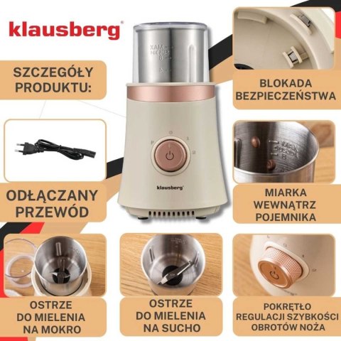 ELEKTRYCZNY MŁYNEK DO KAWY PRZYPRAW OWOCÓW KLAUSBERG KB-7993