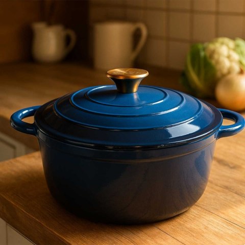 EMALIOWANY GARNEK ŻELIWNY 22cm 3L HAGE NIEBIESKI