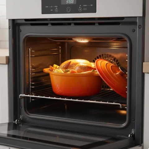 EMALIOWANY GARNEK ŻELIWNY 26cm 5L HAGE ORANGE
