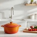 EMALIOWANY GARNEK ŻELIWNY 26cm 5L HAGE ORANGE