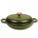 EMALIOWANY GARNEK ŻELIWNY PŁASKI 30cm 3L HAGE OLIWKOWY