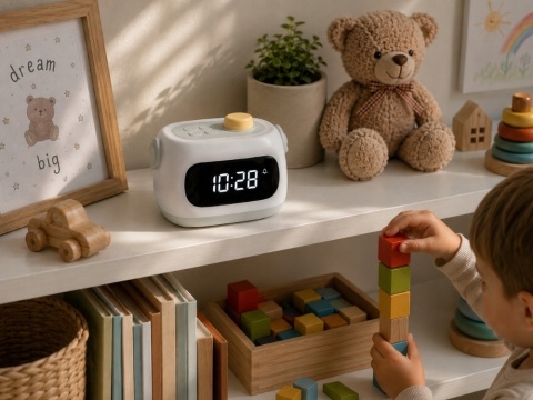 Lampka nocna led zegar cyfrowy budzik timer akumulatorowa regulacja