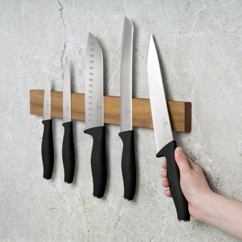 Noże kuchenne | Komplet 6 noży z listwą magnetyczną BerlingerHaus Matte Black BH-2943