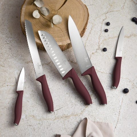 Noże kuchenne | Zestaw 5 noży w stojaku bambusowym Leonardo Collection BerlingerHaus BH-2972