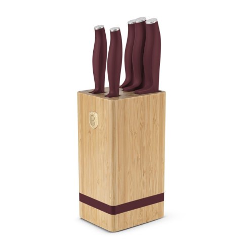Noże kuchenne | Zestaw 5 noży w stojaku bambusowym Leonardo Collection BerlingerHaus BH-2972