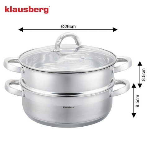 PŁASKI GARNEK NA PARĘ KLAUSBERG 3 ELEM. 26cm KB-9073