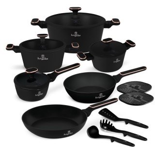 Zestaw 15 el. garnki, patelnie, akcesoria BerlingerHaus BH- 8363 | Black Rose Collection