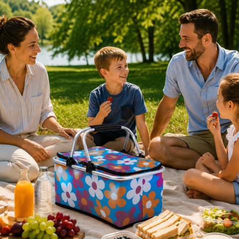 Kosz piknikowy składany termiczny turystyczny koszyk na zakupy izolacyjny