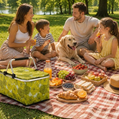 Kosz piknikowy składany termiczny turystyczny koszyk na zakupy izolacyjny