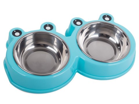 Miska podwójna dla psa kota metalowa 0,3l x 2