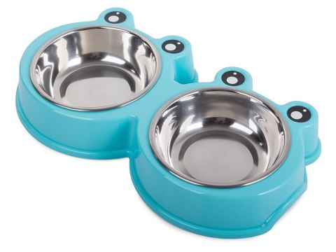 Miska podwójna dla psa kota metalowa 0,3l x 2