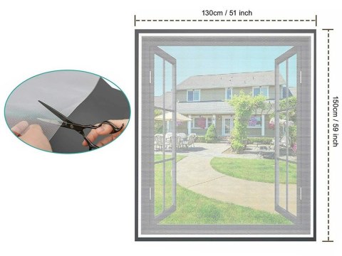 Moskitiera siatka na okno drzwi czarna przeciw owadom rzep 150x130cm