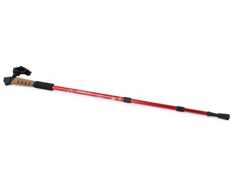 Kij nordic walking z korkową rączką kolor czerwony